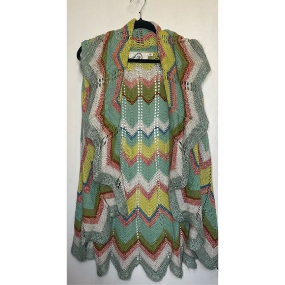Anthropologie Unni Chevron Cardigan Knit Vest by Rosie Neira Size M/L - Picture 6 of 16
